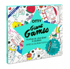OMY Velký vybarvovací plakát, omalovánka - Giant Games 70 x 100 cm + 5x barevná tužka