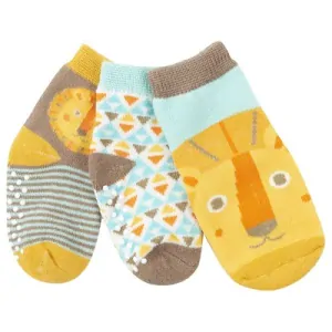 Zoocchini - Protiskluzové ponožky set 3 ks - Lev, 0-24m.