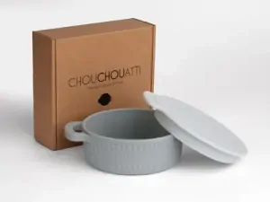 Chouchouatti Silikonová miska s víkem - Gray
