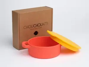 Chouchouatti Silikonová miska s víkem - Orange