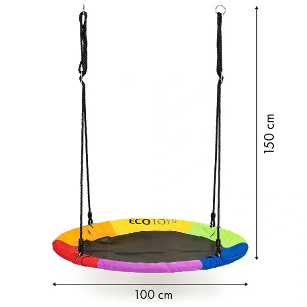 Houpací kruh Ecotoys, duhový - 100 cm, nosnost 100 kg