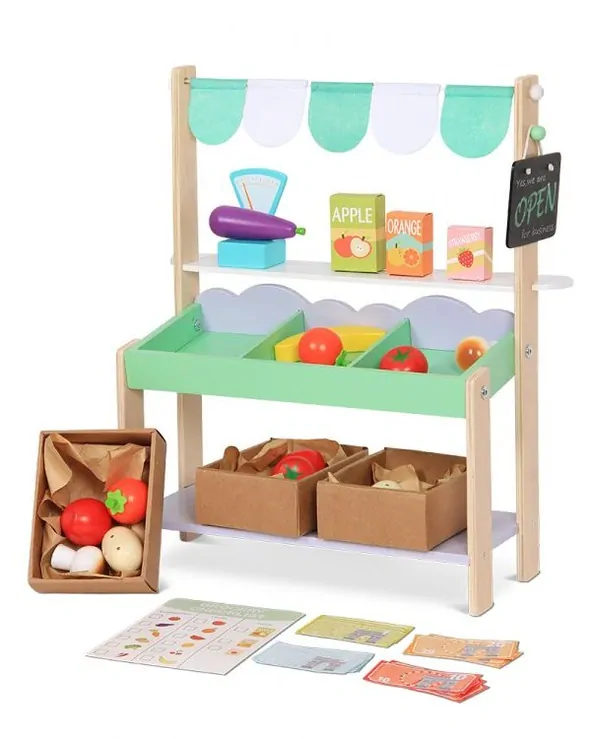 Dřevěný trhový stánek s doplňky Ecotoys