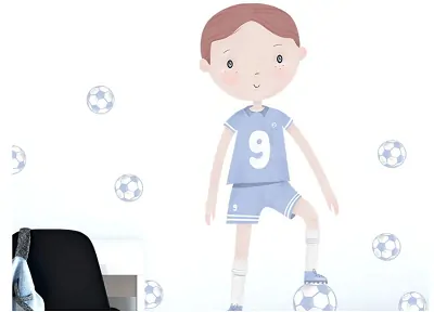 Samolepky na zeď - Fotbalista v modrém dresu