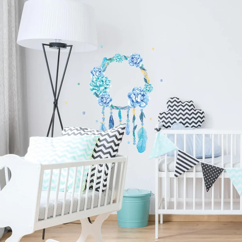 Samolepky na zeď - Lapač snů modrý, 28 x 44 cm