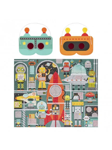 Dětské puzzle Petit Collage - Robot Factory, 100 ks