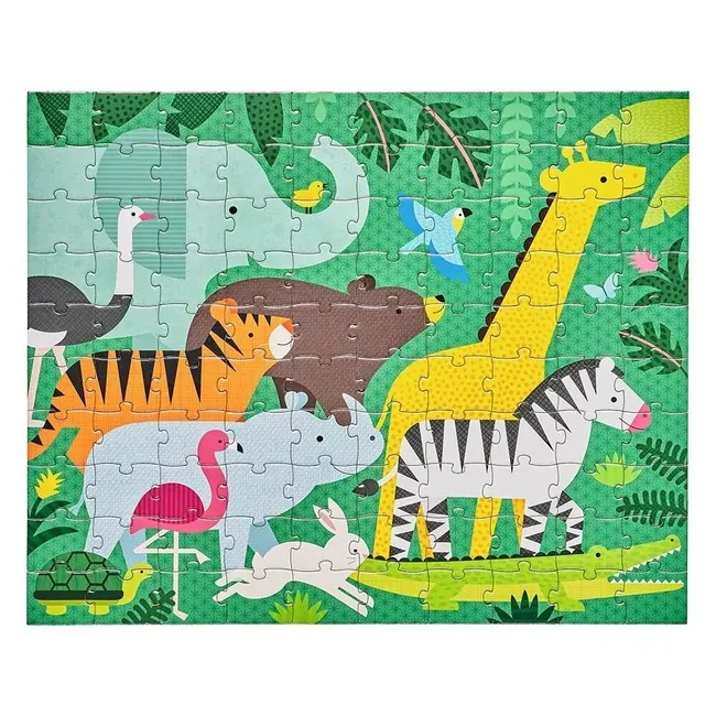 Oboustranné puzzle 2v1 Petit Collage - Džungle, 50 ks