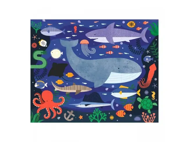 Oboustranné puzzle 2v1 Petit Collage - Ocean, 50 ks