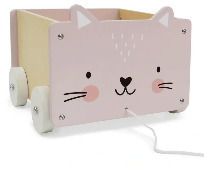 Dřevěný úložný box Ecotoys - Kočka