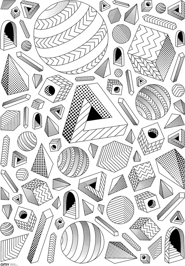 OMY Velký vybarvovací plakát, omalovánka - Illusions 70 x 100 cm