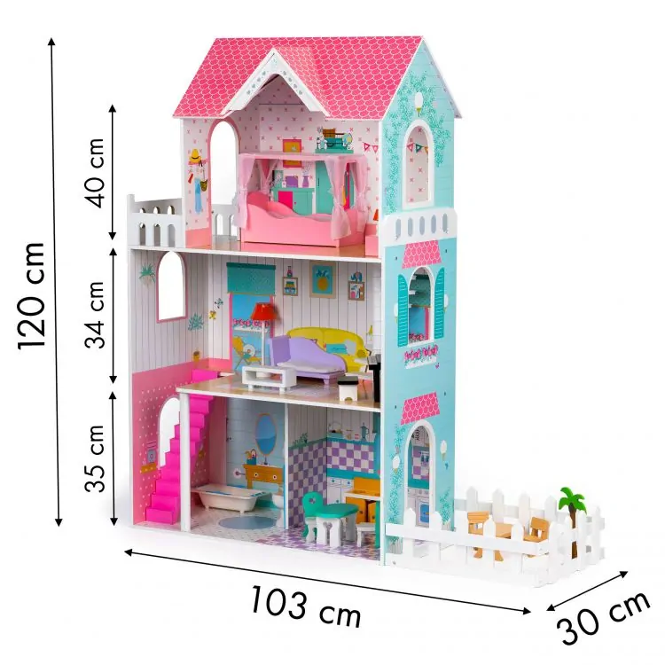 Velký domeček pro panenky se zahrádkou Ecotoys