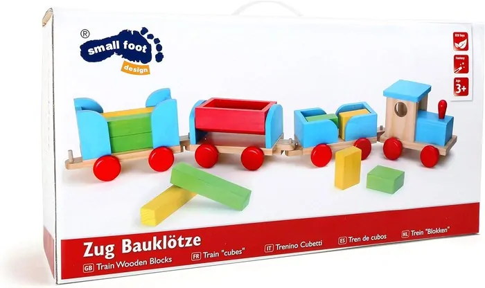 Legler - Dřevěný Vlak 90 cm + stavební kostky