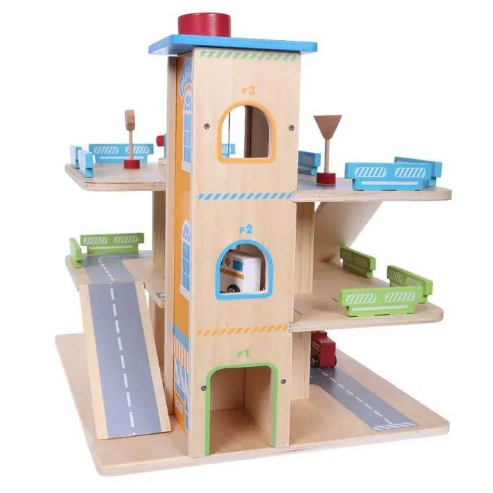 Dřevěná garáž s výtahem + auta EcoToys