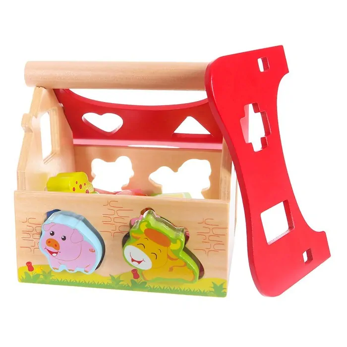 Dřevěná farma s vkládacími kostkami EcoToys