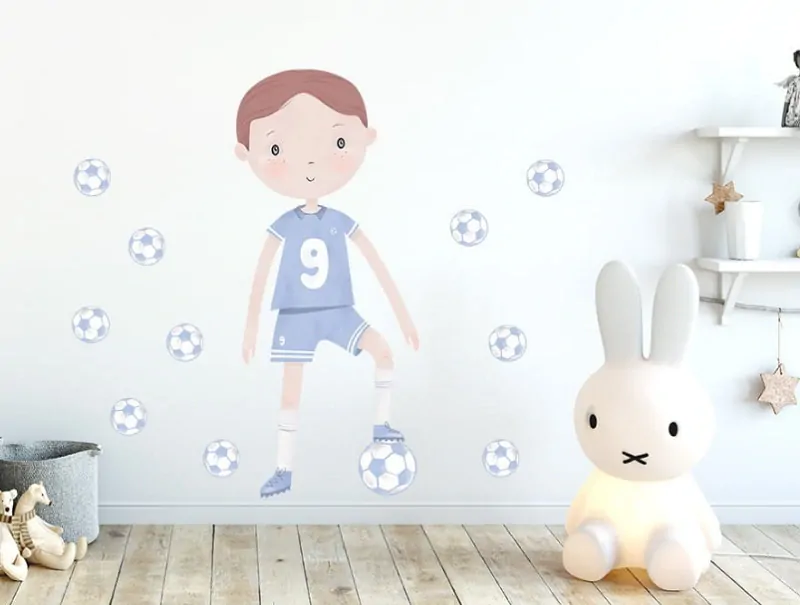 Samolepky na zeď - Fotbalista v modrém dresu