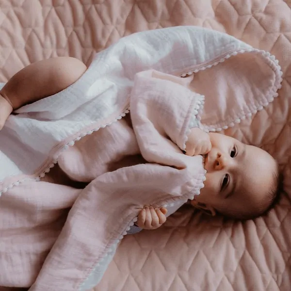 La Millou - Oboustranná mušelínová plenka 100x100 cm - Papaya/Off white