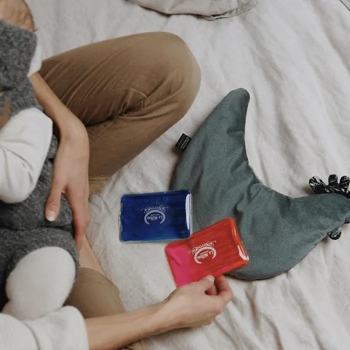 Thermo Hen - Nahřívací/chladící polštář a hračka - La Millou - Ecru/Fly me to the moon nude pure