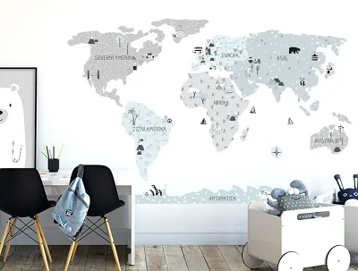 Samolepky na zeď - Mapa světa - eco, velikost S (90 x 60 cm)