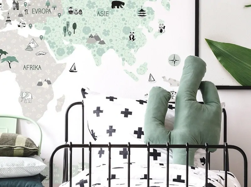 Samolepky na zeď - Mapa světa - zelená, velikost M (130 x 85 cm)