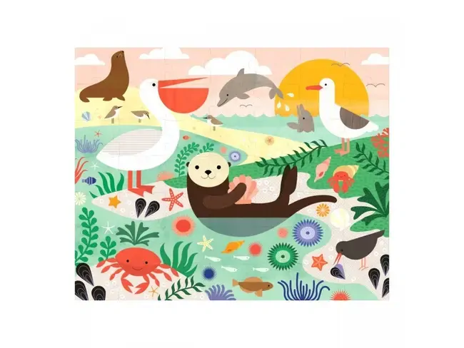 Oboustranné puzzle 2v1 Petit Collage - Ocean, 50 ks