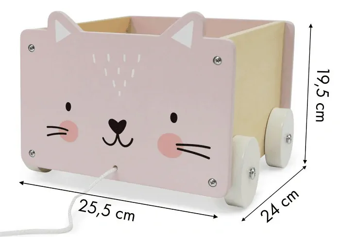 Dřevěný úložný box Ecotoys - Kočka
