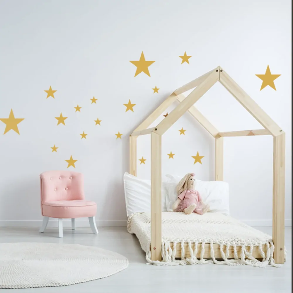 Samolepky na zeď - Mix hvězd 32ks - stříbrné