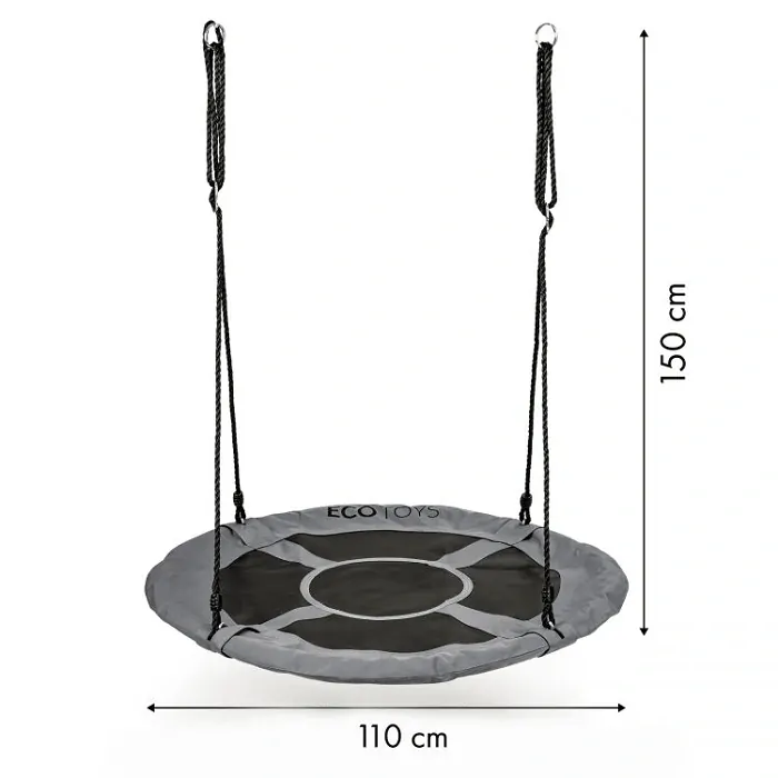 Houpací kruh Ecotoys, šedý - 110 cm, nosnost 150 kg