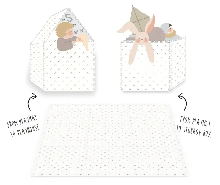 Play&Go Pěnové puzzle, oboustranná hrací podložka/úložný box/hrací domeček 3v1 - Numbers/Dots