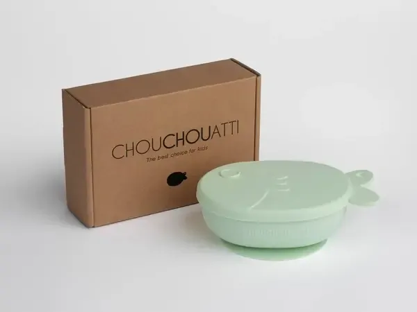 Chouchouatti Silikonová miska s přísavkou - Fish, mint