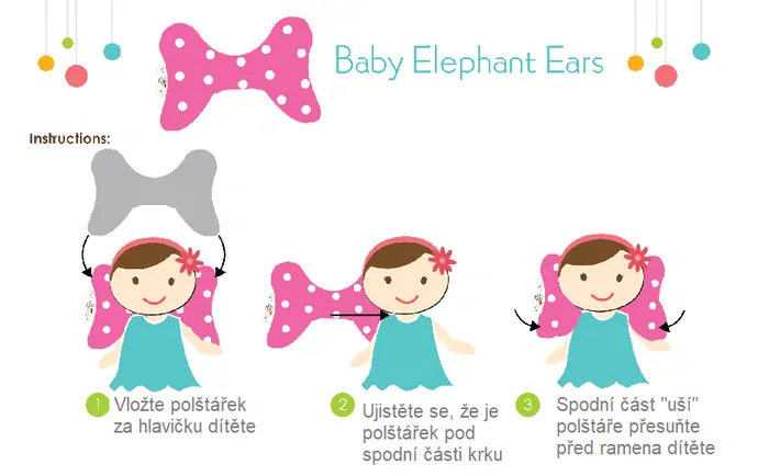 Baby Elephant Ears Stabilizační polštářek - Pink