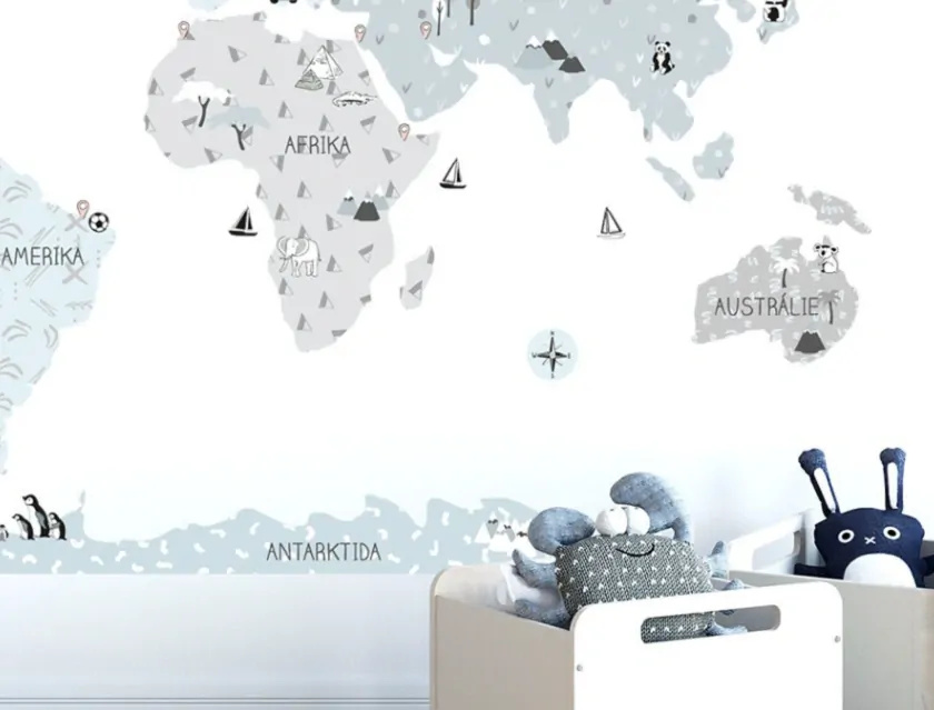Samolepky na zeď - Mapa světa - eco, velikost S (90 x 60 cm)