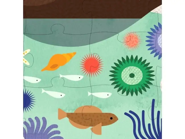 Oboustranné puzzle 2v1 Petit Collage - Ocean, 50 ks