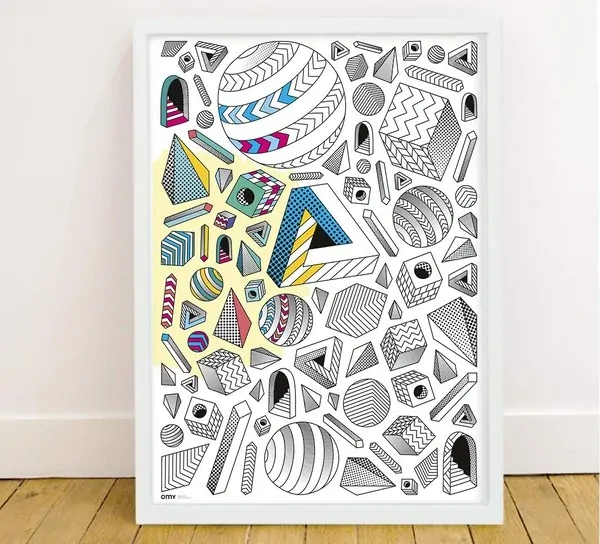 OMY Velký vybarvovací plakát, omalovánka - Illusions 70 x 100 cm
