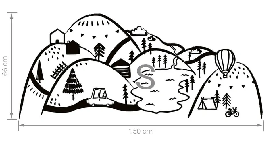 Samolepky na zeď - Hory - černé, vel. S 150 x 75 cm