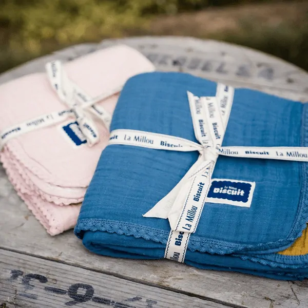 La Millou - Oboustranná mušelínová plenka 100x100 cm - Papaya/Off white