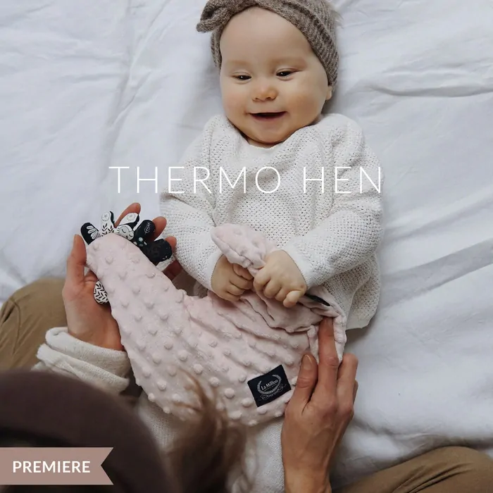 Thermo Hen - Nahřívací/chladící polštář a hračka - La Millou - Ecru/Fly me to the moon nude pure