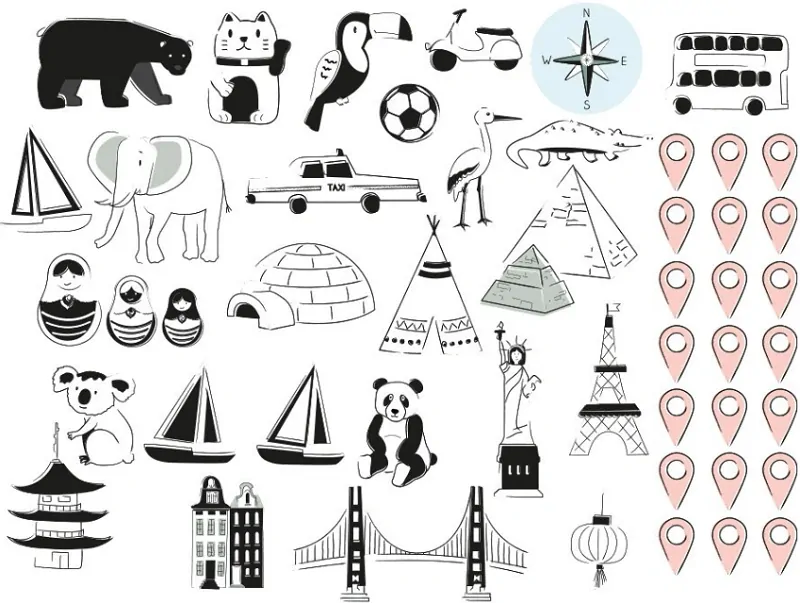 Samolepky na zeď - Mapa světa - eco, velikost S (90 x 60 cm)