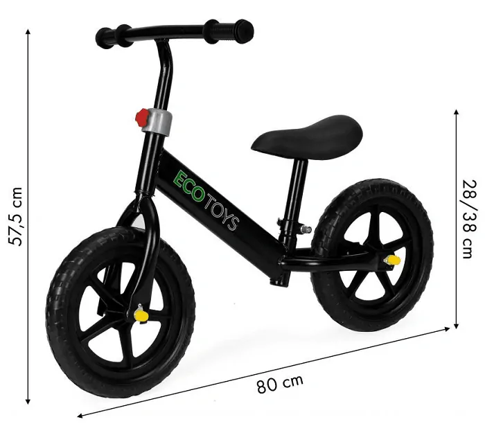 Eco Toys Dětské odrážedlo s nastavitelnou výškou sedadla - černé