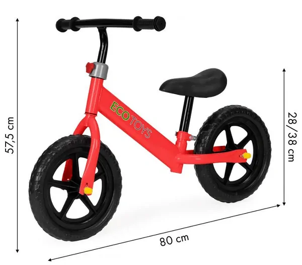 Eco Toys Dětské odrážedlo s nastavitelnou výškou sedadla - červené