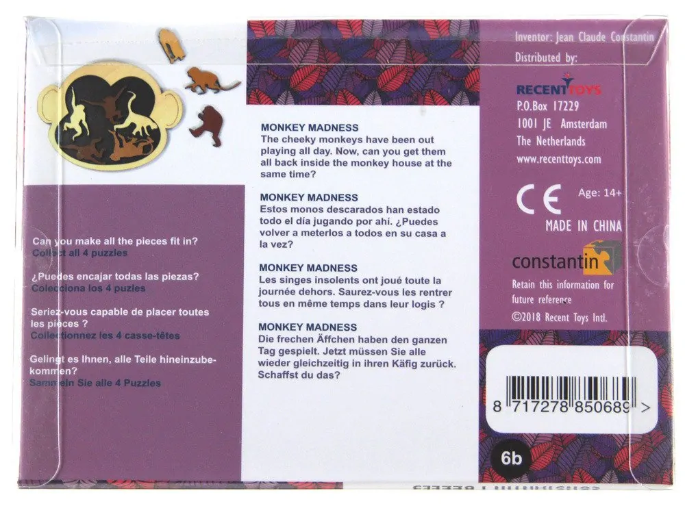 Dřevěný hlavolam Recent Toys - Opička