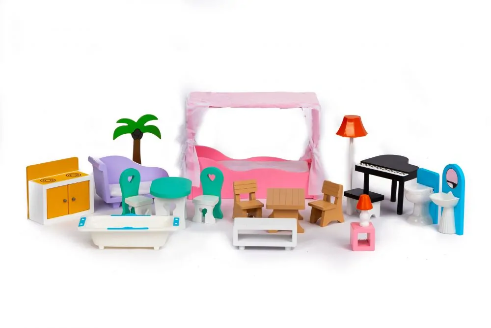 Velký domeček pro panenky se zahrádkou Ecotoys
