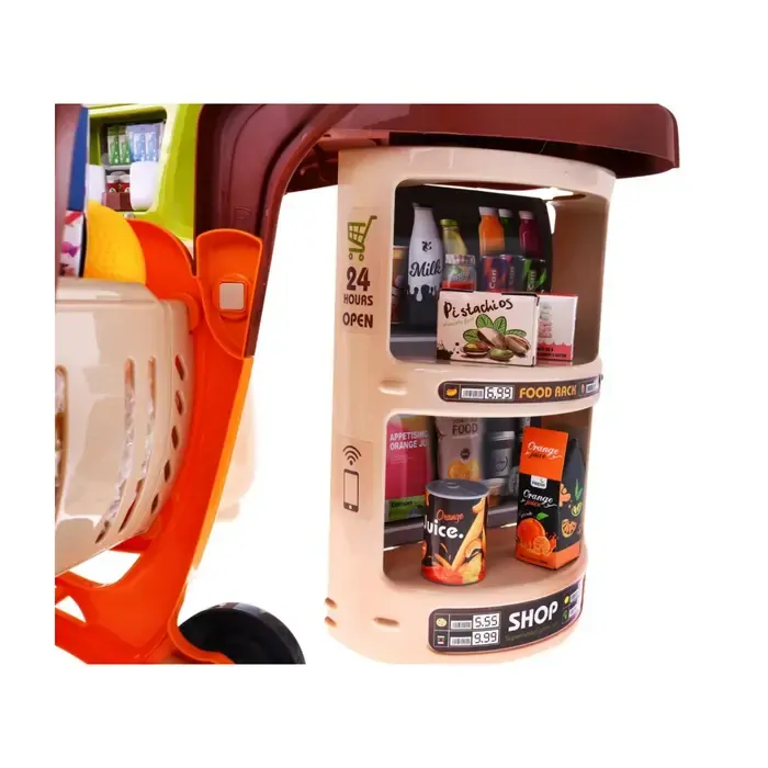 Dětský supermarket s nákupním vozíkem a doplňky