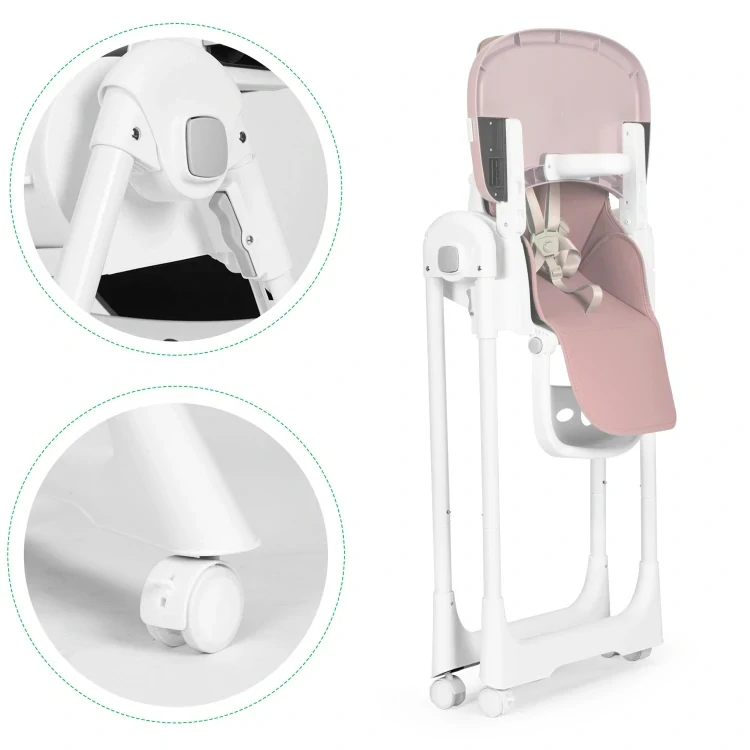 Jídelní židlička EcoToys, nastavovací - pink