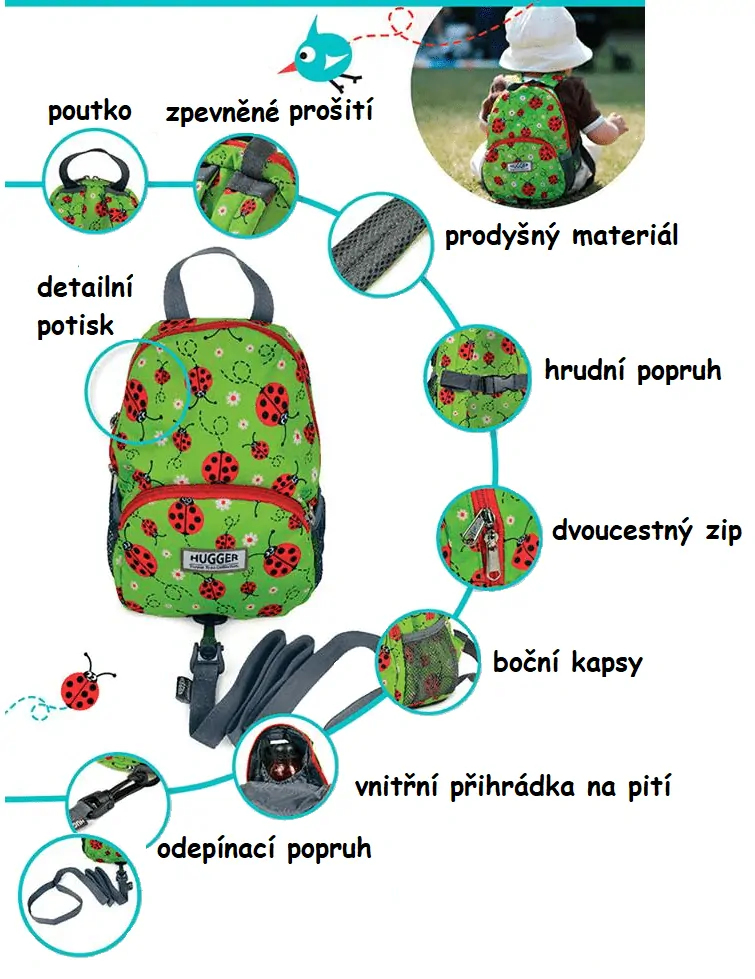 Hugger Totty Triper Dětský batoh - Zebra Libra, vel. S