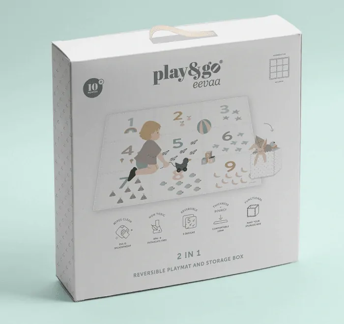 Play&Go Pěnové puzzle, oboustranná hrací podložka/úložný box/hrací domeček 3v1 - Numbers/Dots